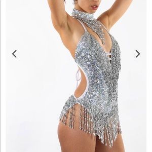 Shimmy shimmy holographic Silver bodysuit